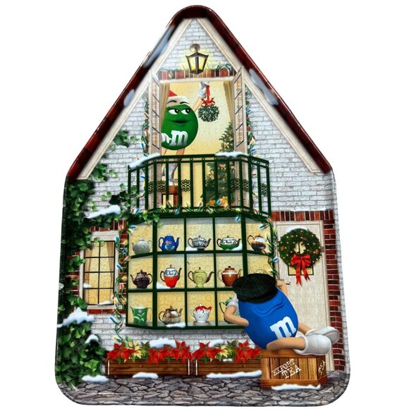 M&M Christmas Village Tin Canister 2002 Tea House Ye Olde Inn - Picture 2 of 6